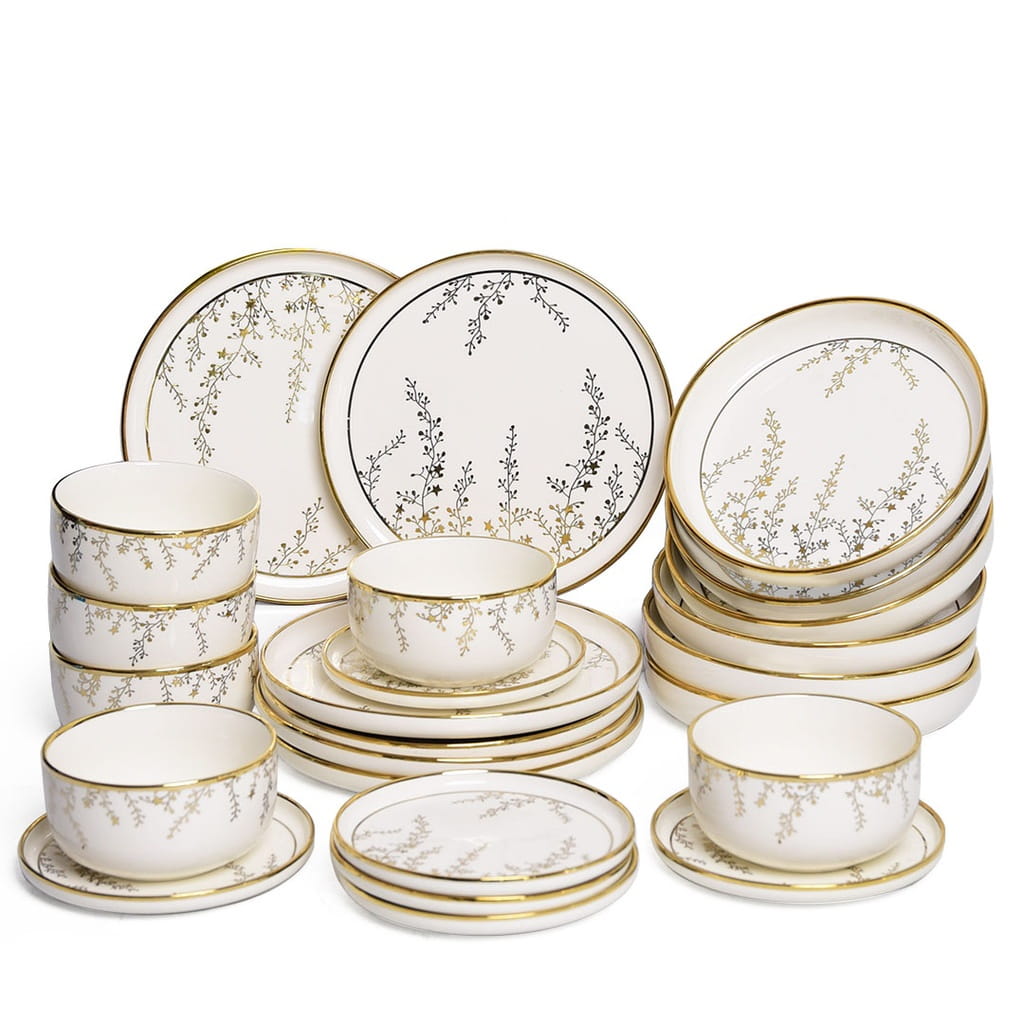 Service à Table Porcelaine 29 Pièces Doré - Ready Boutique Service à table en porcelaine 29 pièces Golden House motif doré Tunisie