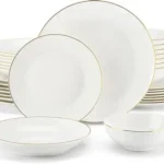 Ensemble de vaisselle 12 pièces blanc avec liseré doré Tunisie