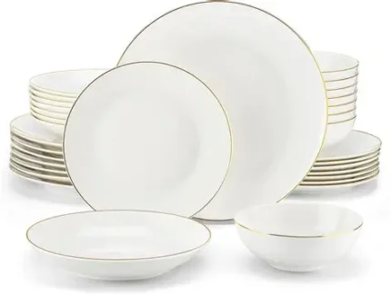 Ensemble de vaisselle 12 pièces blanc avec liseré doré Tunisie