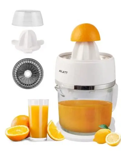 Presse-agrume électrique blanc ABLATT avec bol en verre pour jus d'orange frais Tunisie.