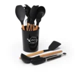 Set d'ustensiles de cuisine 12 pièces en silicone et bois Tunisie