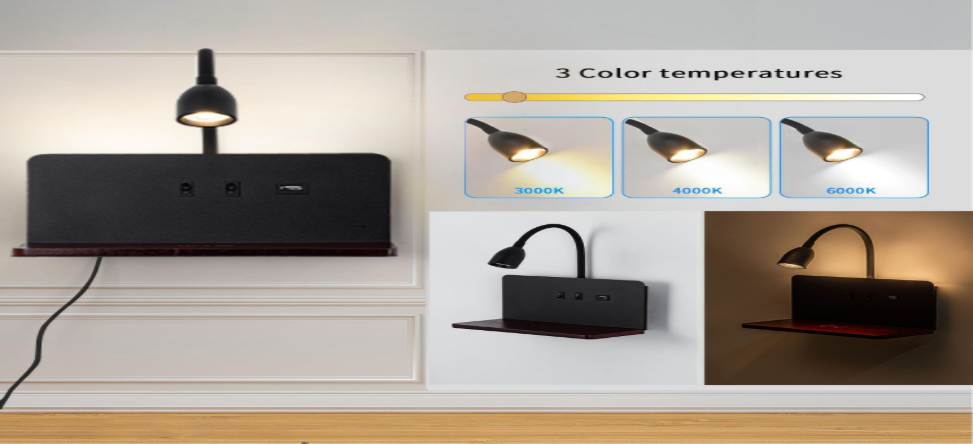 lampe de chevet LED avec éclairage réglable pour lecture et détente