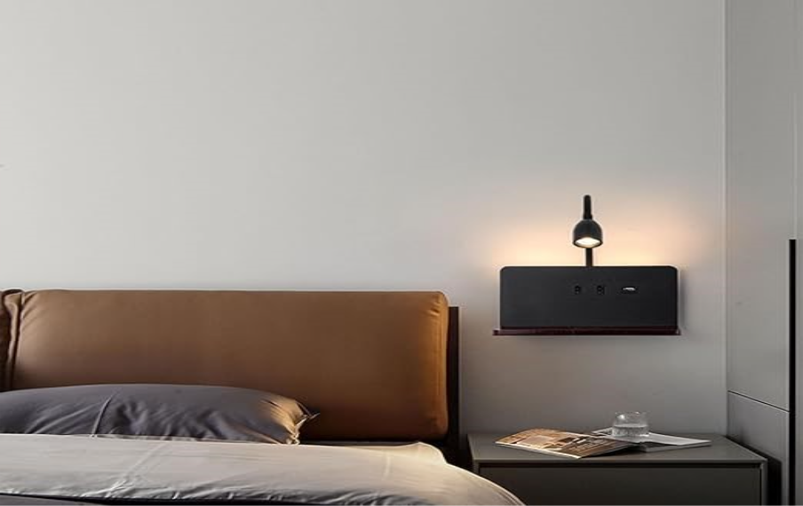 lampe de chevet LED dans une chambre moderne et confortable